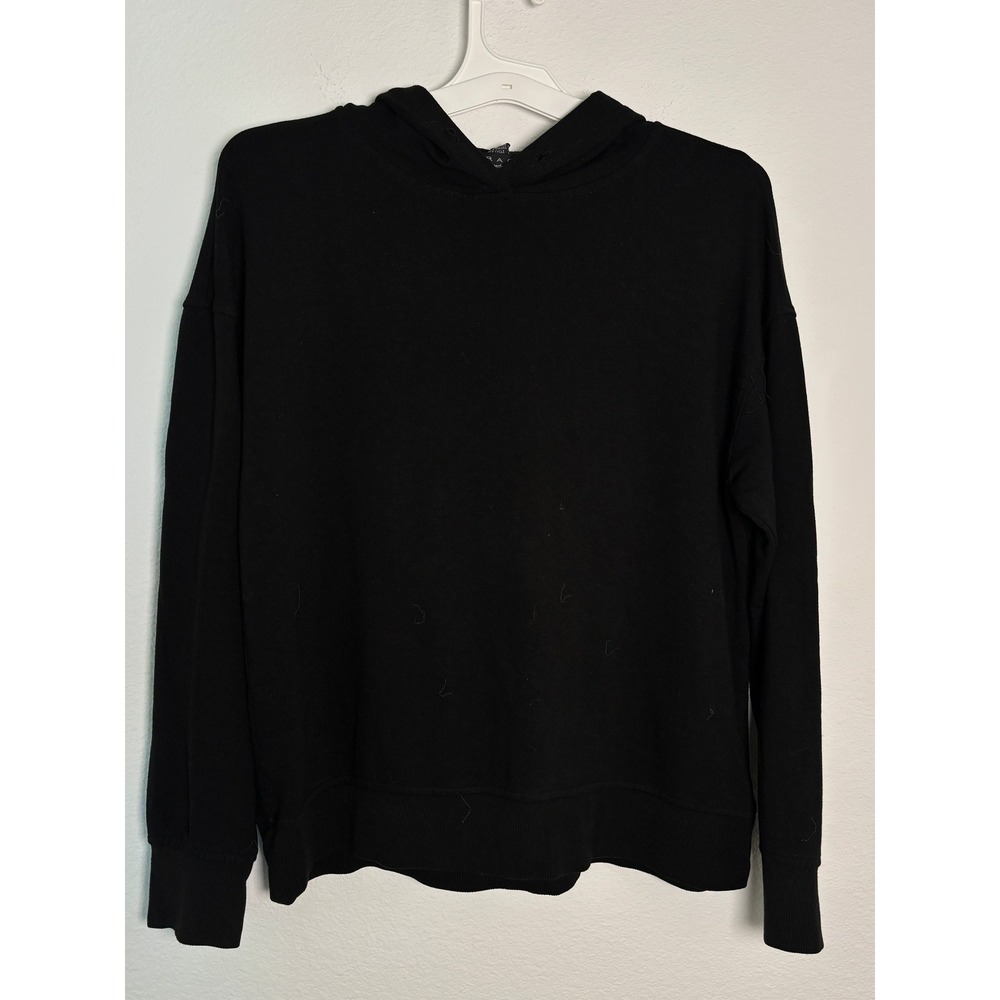 Grace The Perfect Fit Womens Black Knit Pullover Hoodie Sweatshirt Size Large